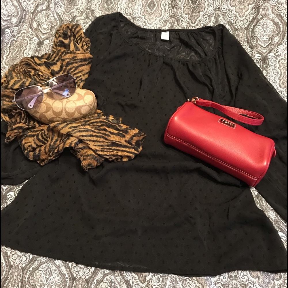 Old Navy Polka Dot Sheer Blouse L